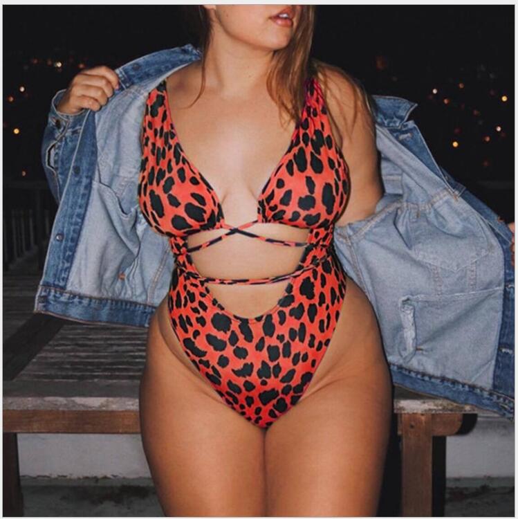 Red Leopard Print Bikini with Thin Straps
