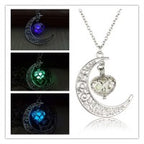 Glow-in-the-Dark Moon Necklace - Christmas & Halloween Gift