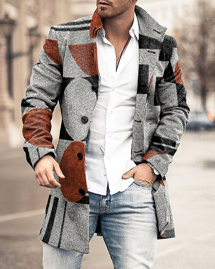 Men's Woolen Stand Collar Casual Coat for Autumn/Winter