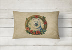 Samoyed Christmas Flowers Throw Pillow
