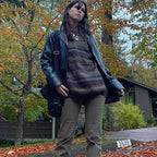 Preppy Grunge Retro Striped Knitted Sweater for Autumn