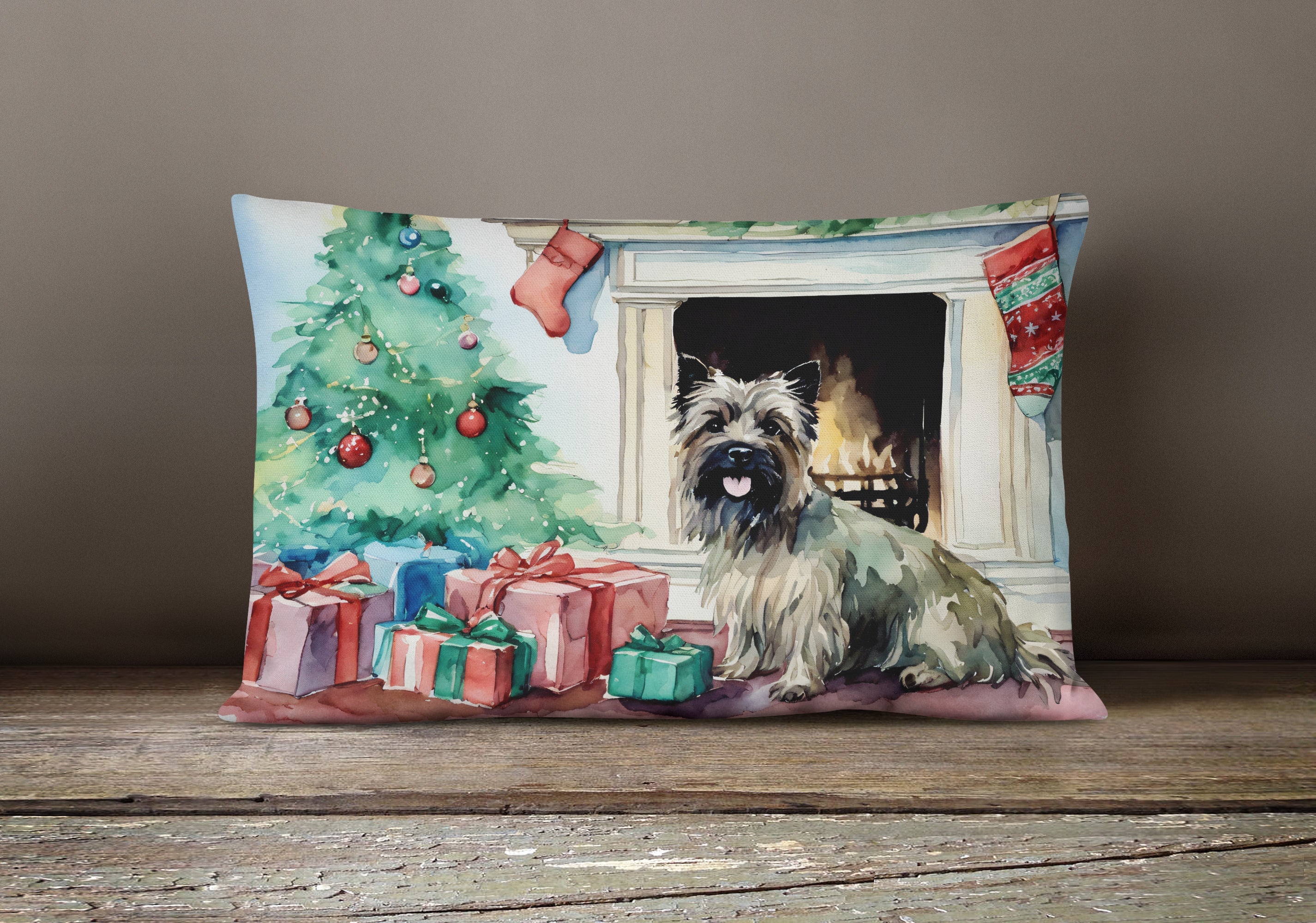 Cairn Terrier Christmas Throw Pillow