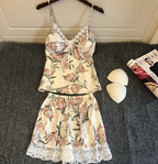 Spring Summer Sexy Camisole Shorts Pajama Set with Pad