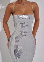 Sequin Sleeveless Backless Camisole Dress – Gold & Silver