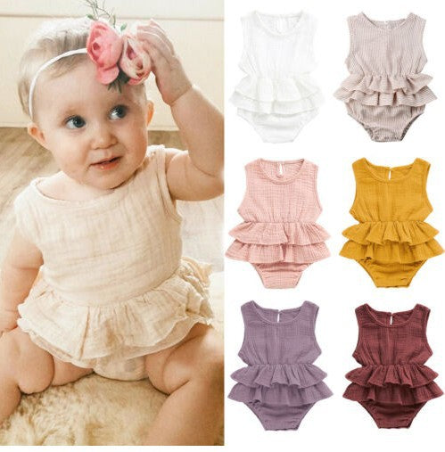 Striped Sleeveless Dress for Newborn Girls (Cotton & Linen)