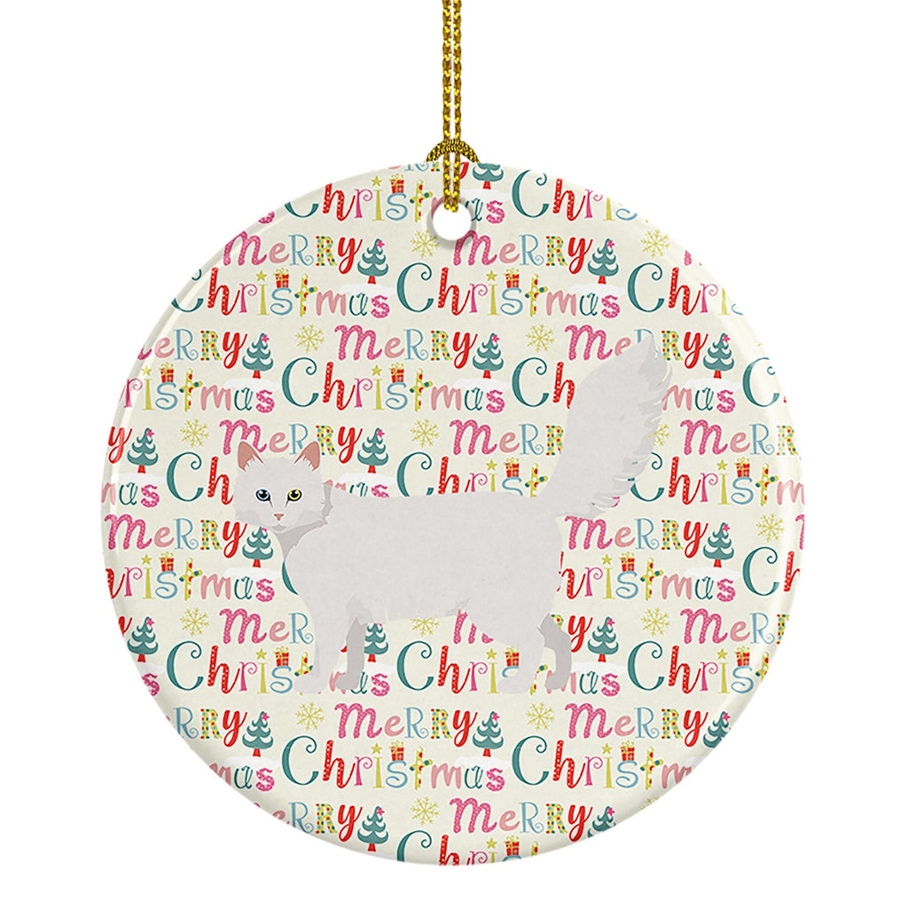 Turkish Angora Cat Christmas Ceramic Ornament