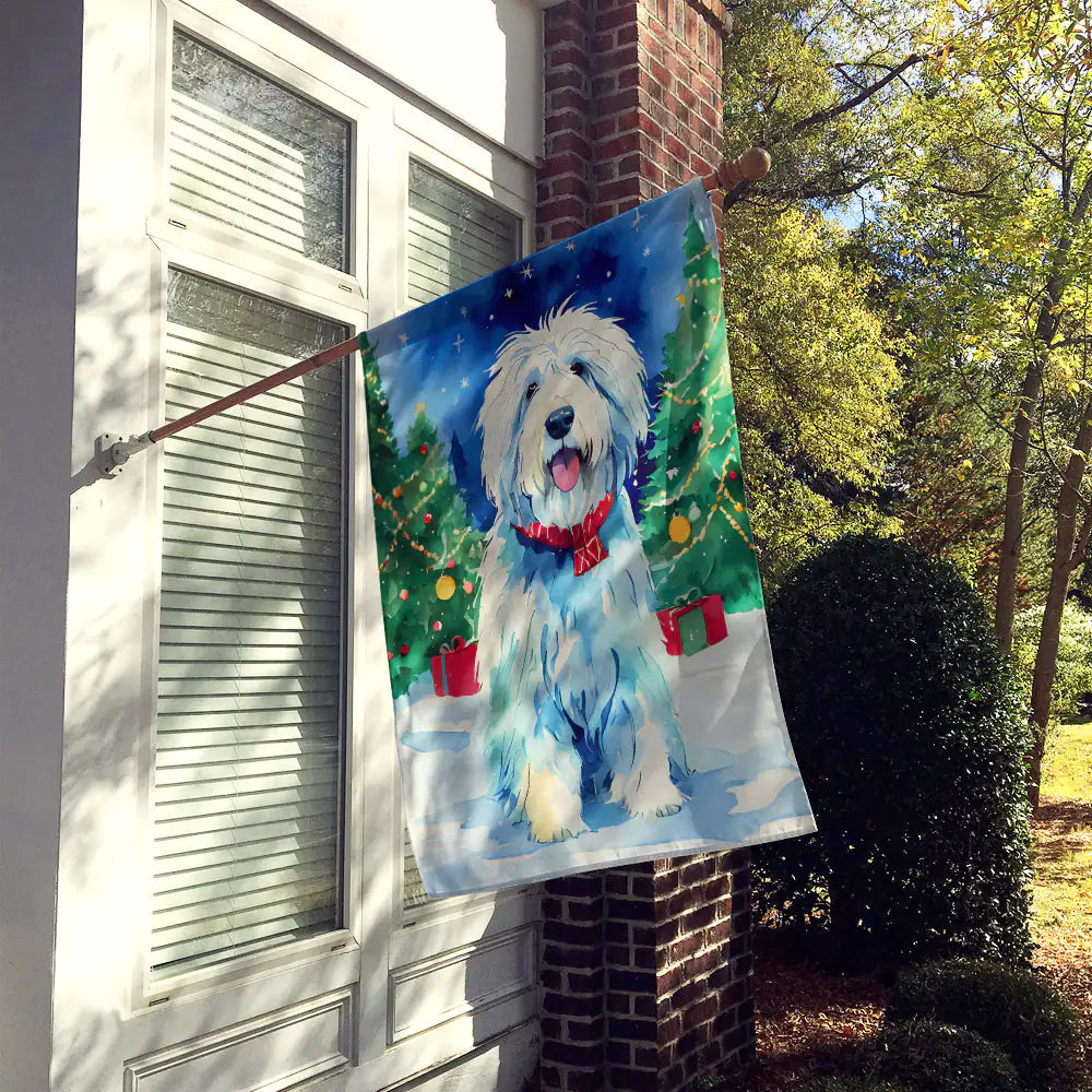 Old English Sheepdog Christmas House Flag
