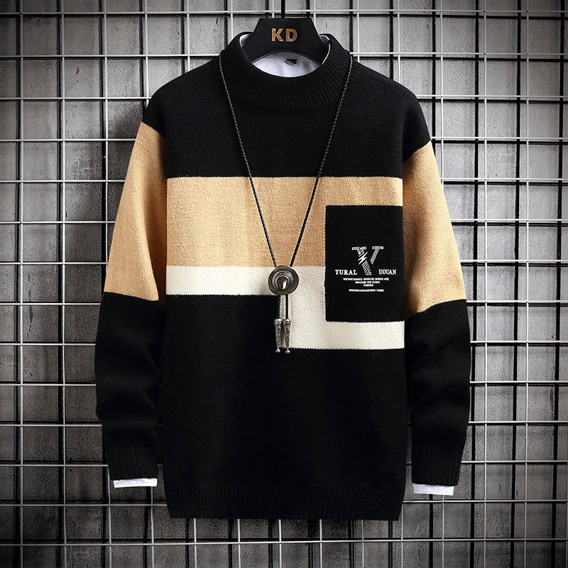 Men's Thick Mink Velvet Loose Knit Mid-neck Sweater