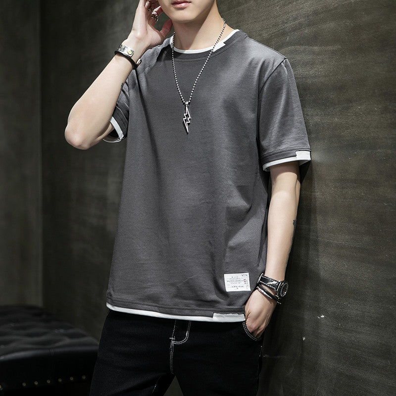 Stylish Men's Summer Two-Piece Spliced Pullover T-shirts | Streetwear