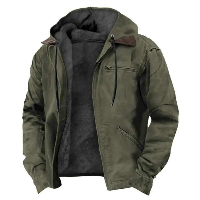 Hooded Sweater with Cotton-Padded Brown Lining