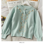 Vintage Floral Embroidered Women's Cardigan Sweater