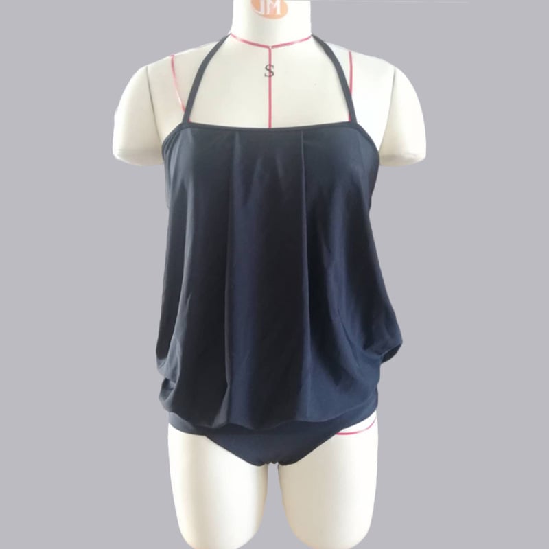 Black Word Neck Wrap Swimsuit & Chest Vest Briefs
