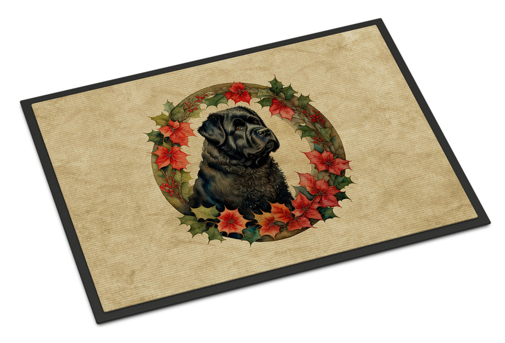 Bouvier des Flandres Christmas Flowers Doormat