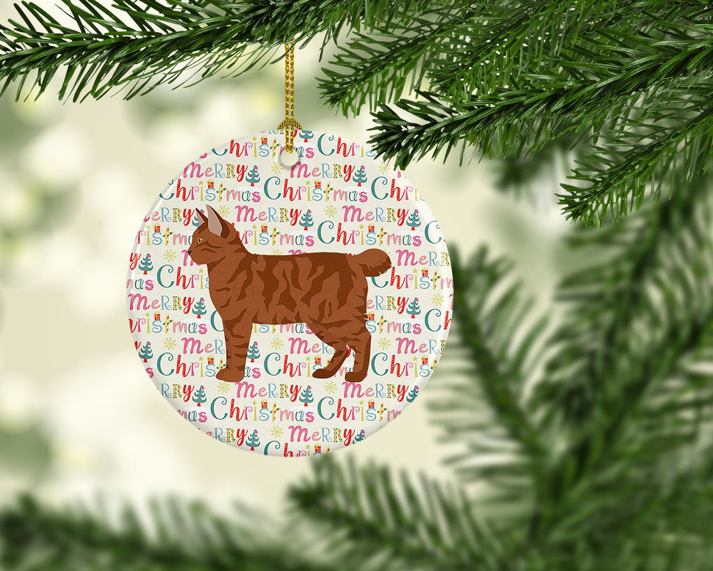 American Bobtail #2 Cat Christmas Ceramic Ornament