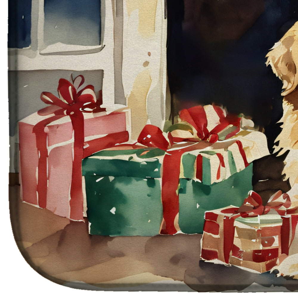Golden Retriever Cozy Christmas Dish Drying Mat