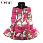 Children's Winter Down Jacket with Bow and Skirt Design