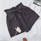 Solid Color Bow Tie High-Waisted Shorts for Women