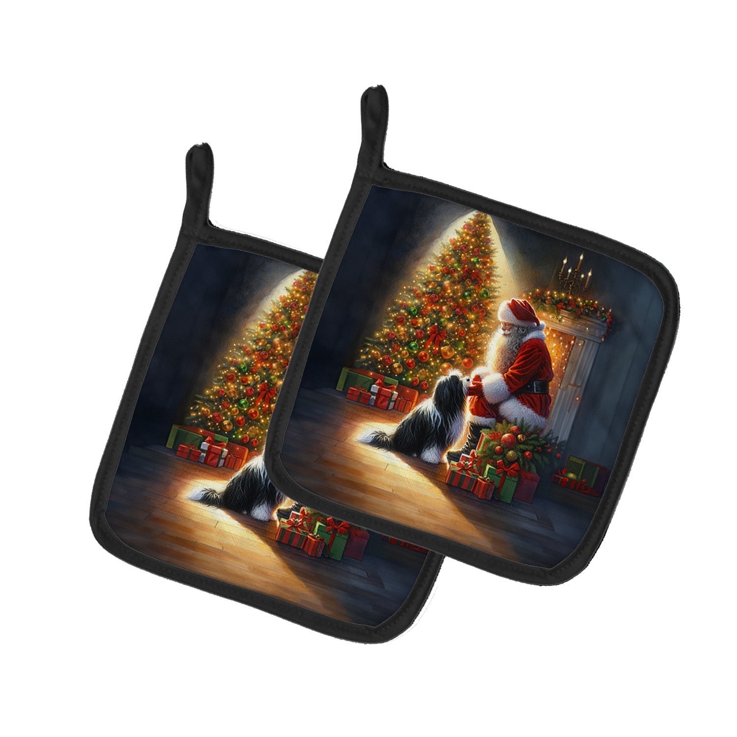 Tibetan Terrier and Santa Claus Pair of Pot Holders