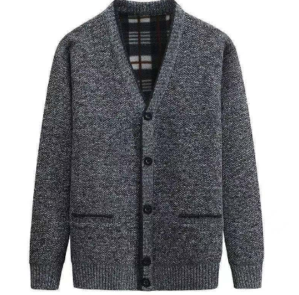 Men's V-Neck Slimming Thick Cardigan Sweater