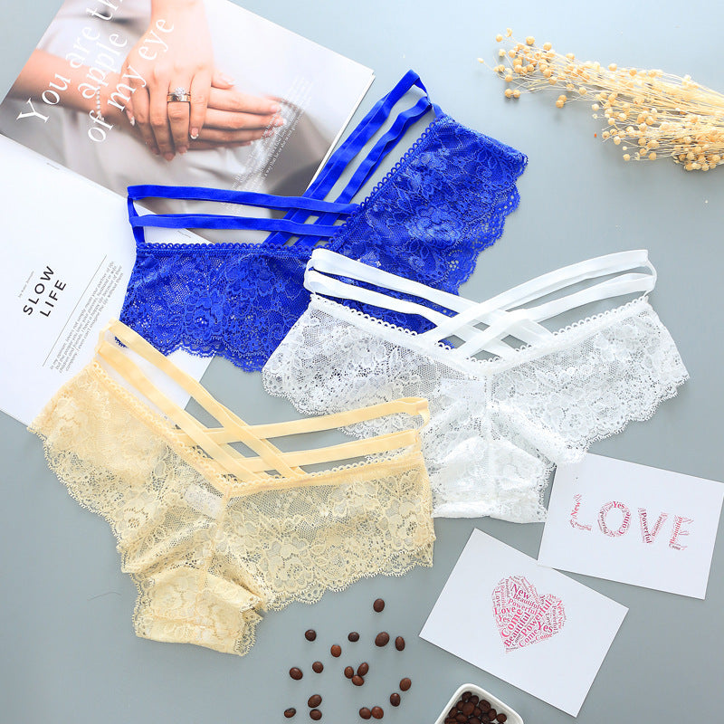 Lace Rose Print Women's Plus Size Triangle Panties