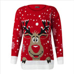 Loose Fit Christmas Reindeer Knit Sweater (Plus Size)