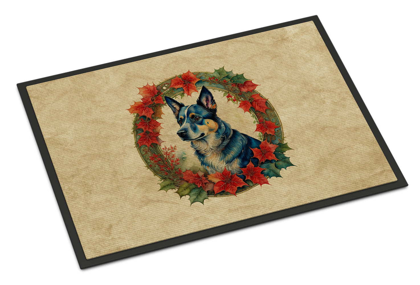 Australian Cattle Dog Christmas Flowers Doormat