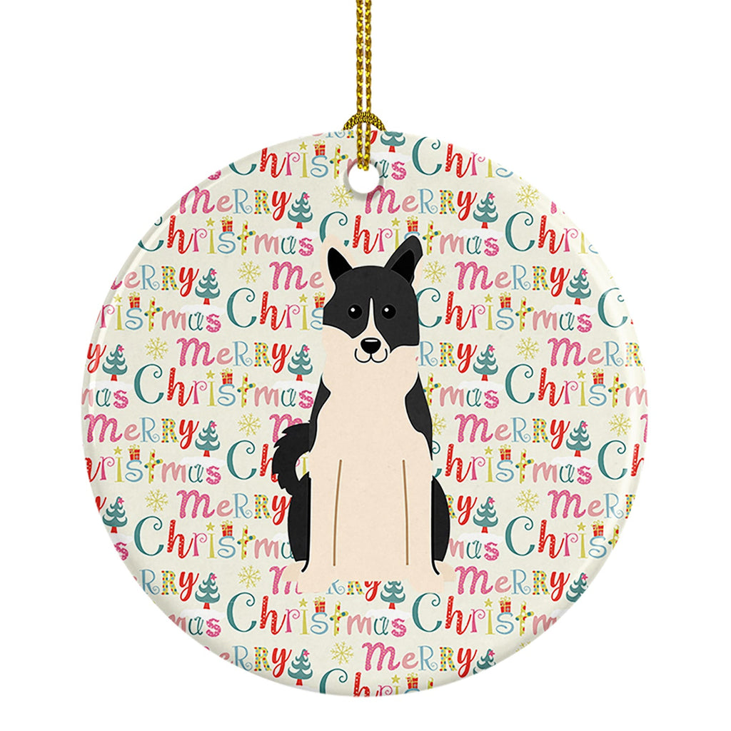 Merry Christmas Russo-European Laika Spitz Ceramic Ornament