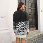 Christmas Sweater Dress with Lantern Sleeves for Women