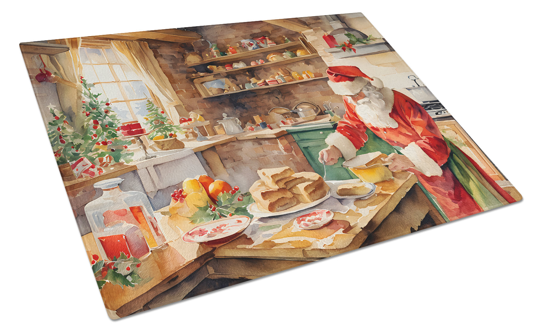 Cookies with Santa Claus Papa Noel Glass Cutting Board