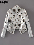 Lautaro Cut Out Faux Leather Jacket with Rivets