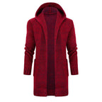 Hooded Long Sweater Cardigan with Horn Buttons