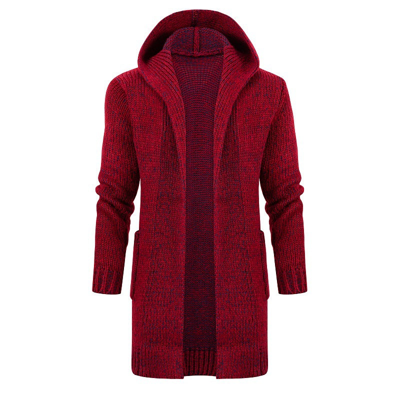 Hooded Long Sweater Cardigan with Horn Buttons