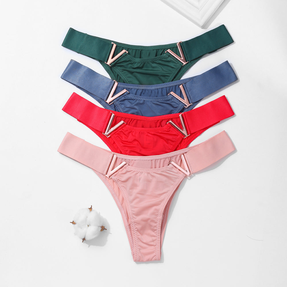 V-Shaped Metal Decoration Women's Sports Hip Panties