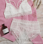 White Lace Lingerie Set - Three-Piece Sleeveless Outfit