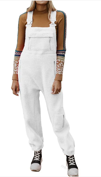 Fleece Suspenders Skinny Pants