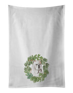 Bulldog Fawn Christmas Wreath Kitchen Towel Set of 2