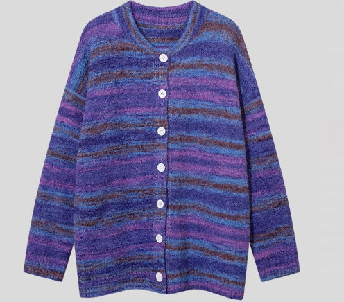 Men's Striped Cardigan Sweater for Autumn and Winter