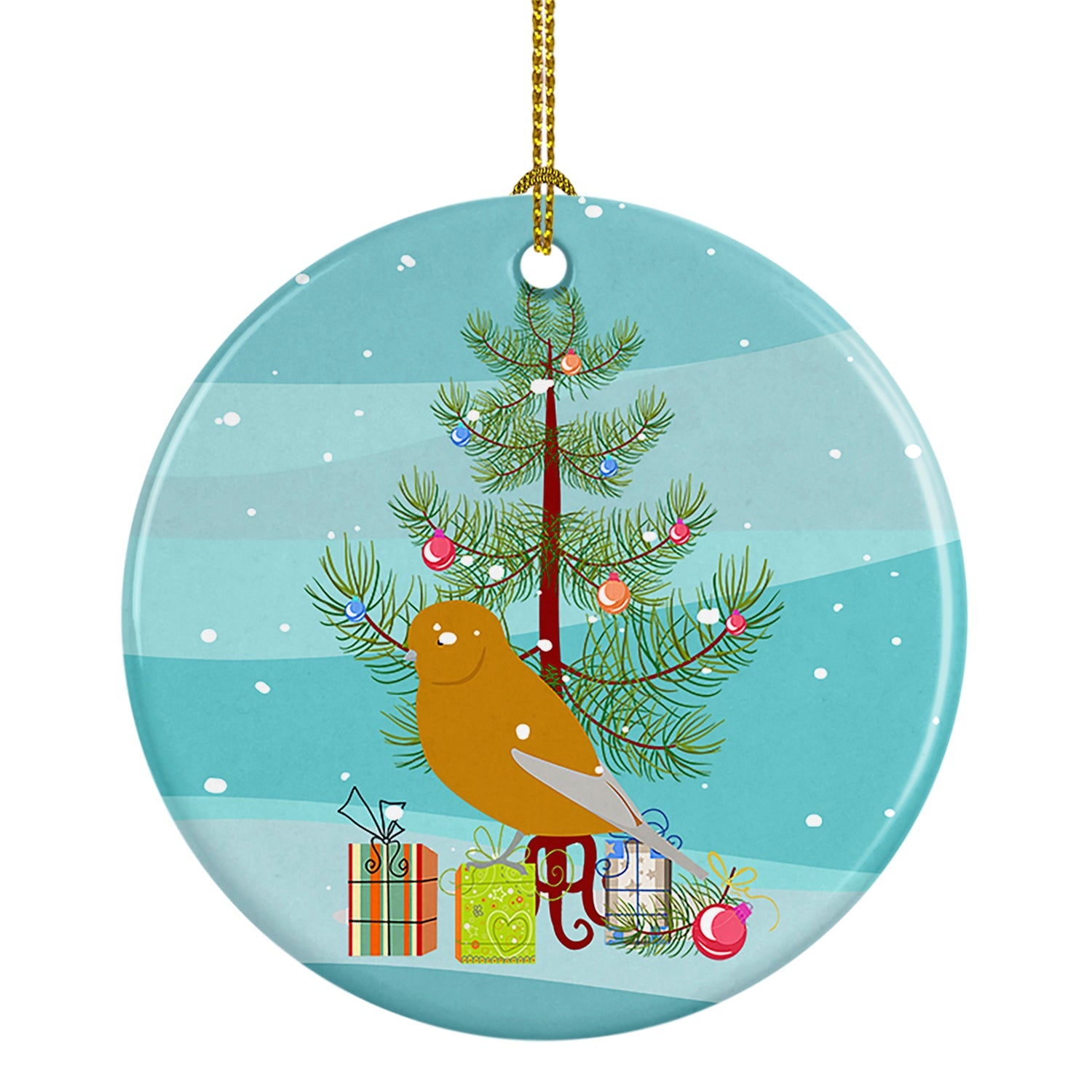 Norwich Canary Merry Christmas Ceramic Ornament