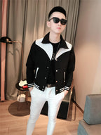 Men's Fashion Baseball Jacket in Stylish Color Block Design