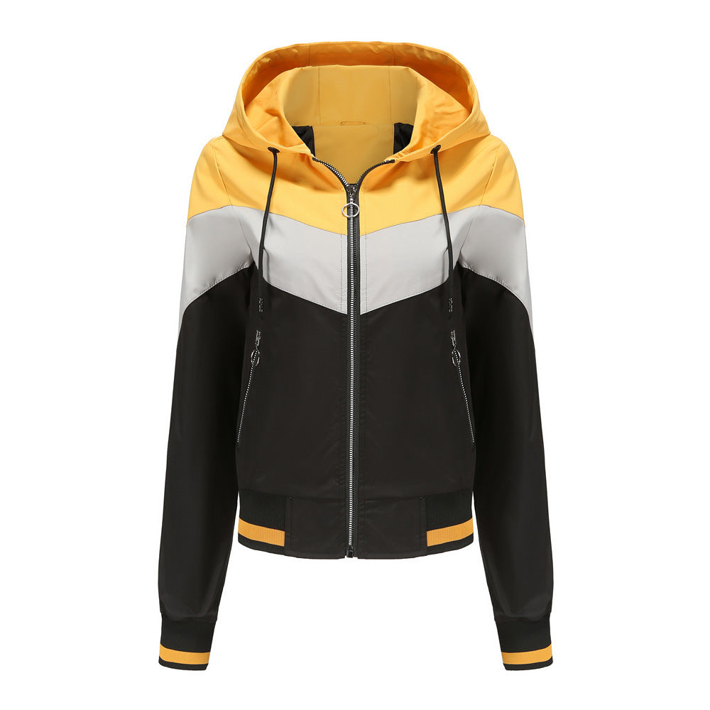 Ladies Hooded Windbreaker Jacket for Outdoor Use