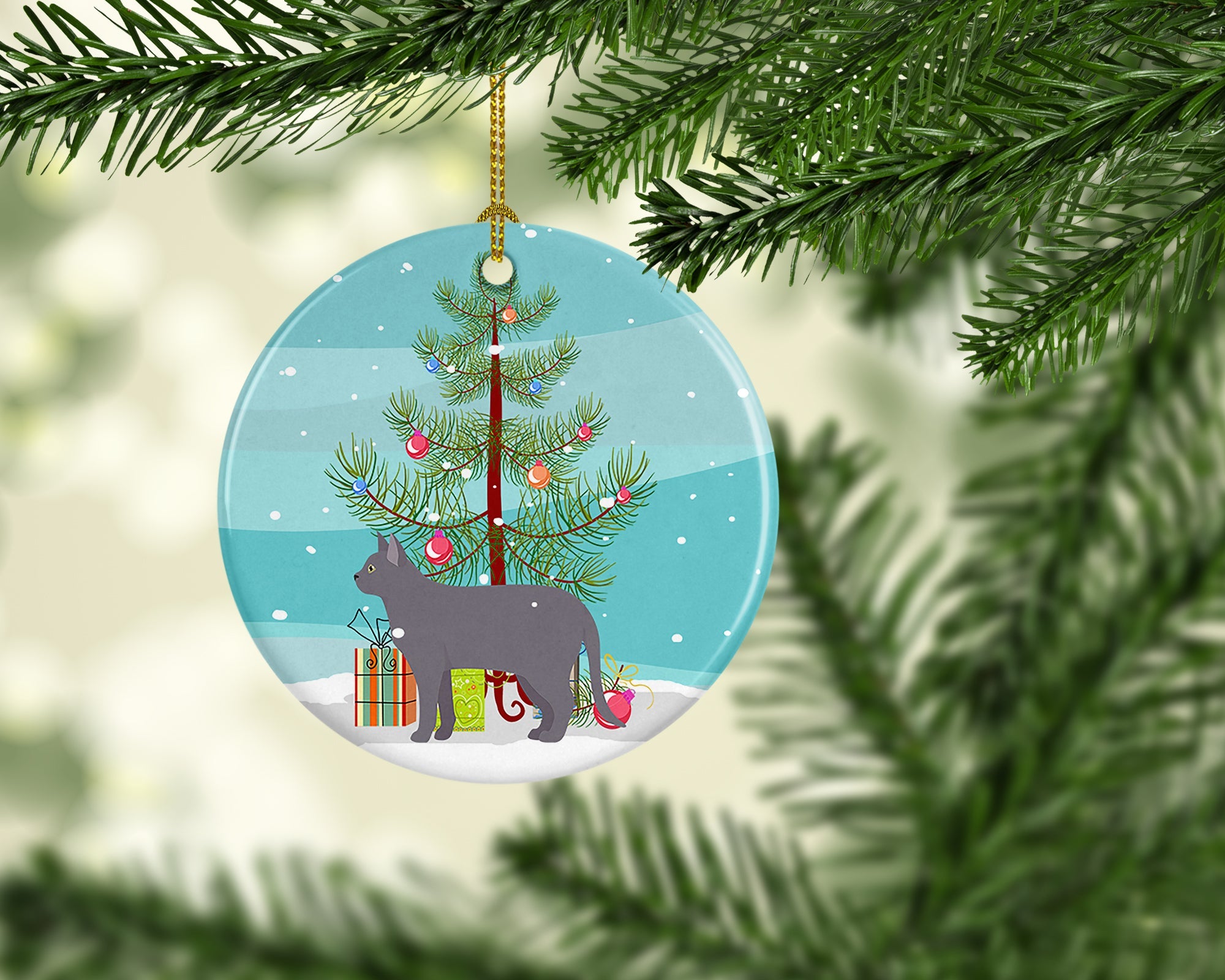 Korat Cat Christmas Ceramic Ornament