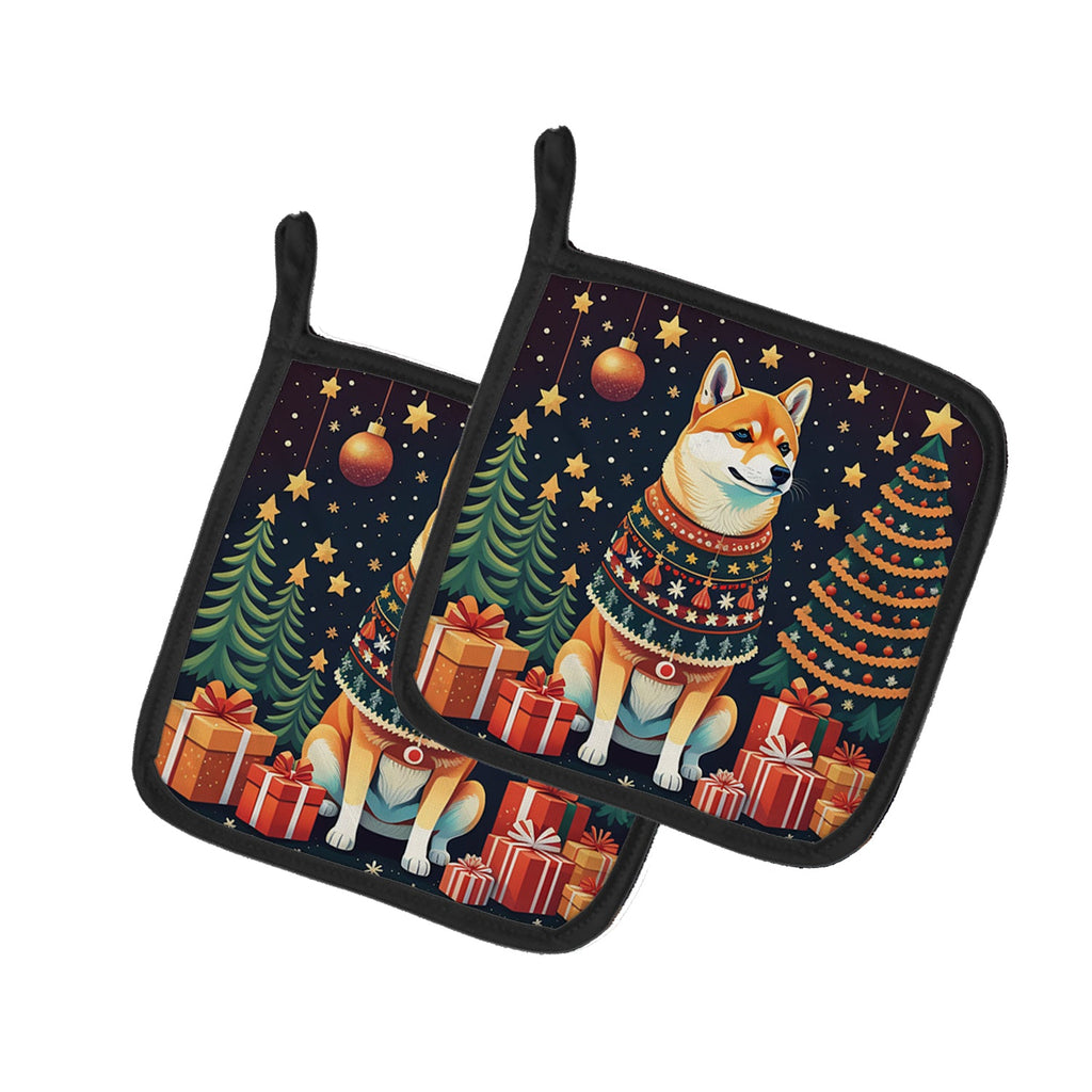 Shiba Inu Christmas Pair of Pot Holders