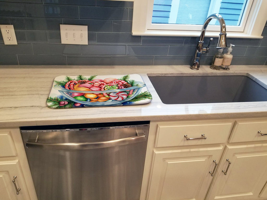 Christmas Candy Canes Dish Drying Mat