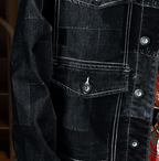Men's Vintage Flocked Panel Denim Jacket