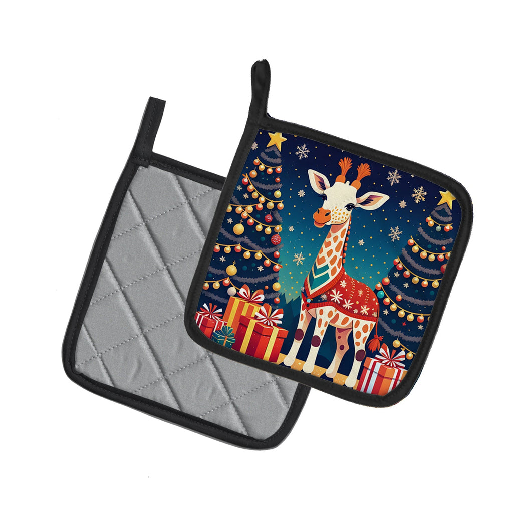 Giraffe Christmas Pair of Pot Holders