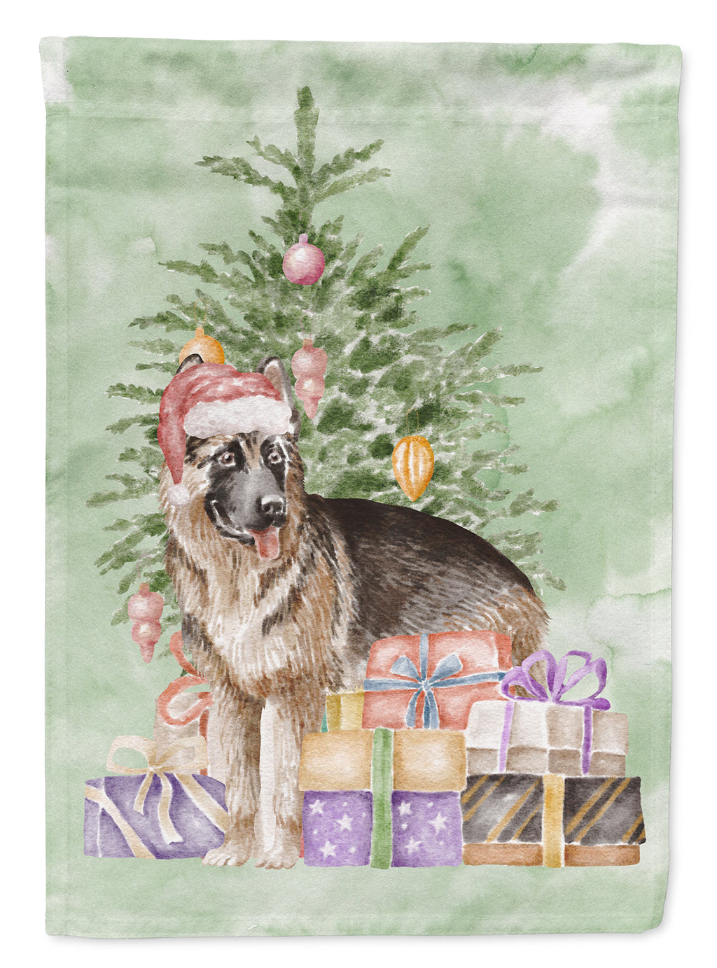 German Shepherd Christmas Presents and Tree Garden Flag