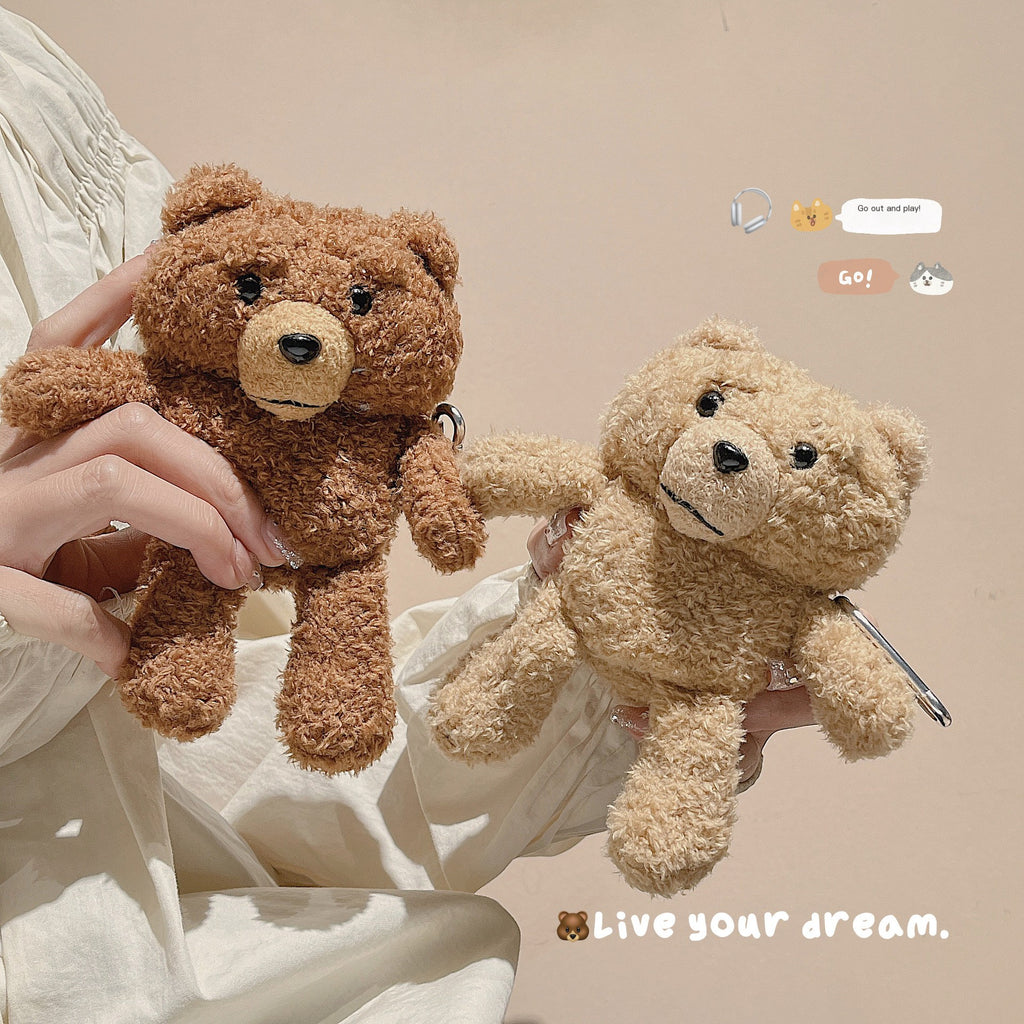 Plush Cartoon Teddy Bear AirPods Case for Apple 1/2