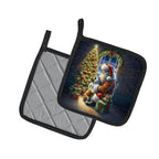 English Bulldog and Santa Claus Pair of Pot Holders