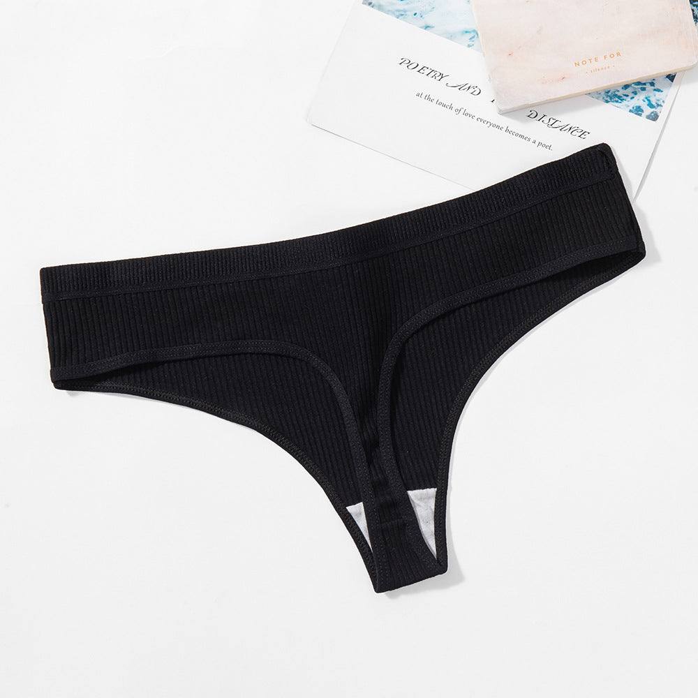 Trendy Solid Color Breathable Low Waist Women's Thongs