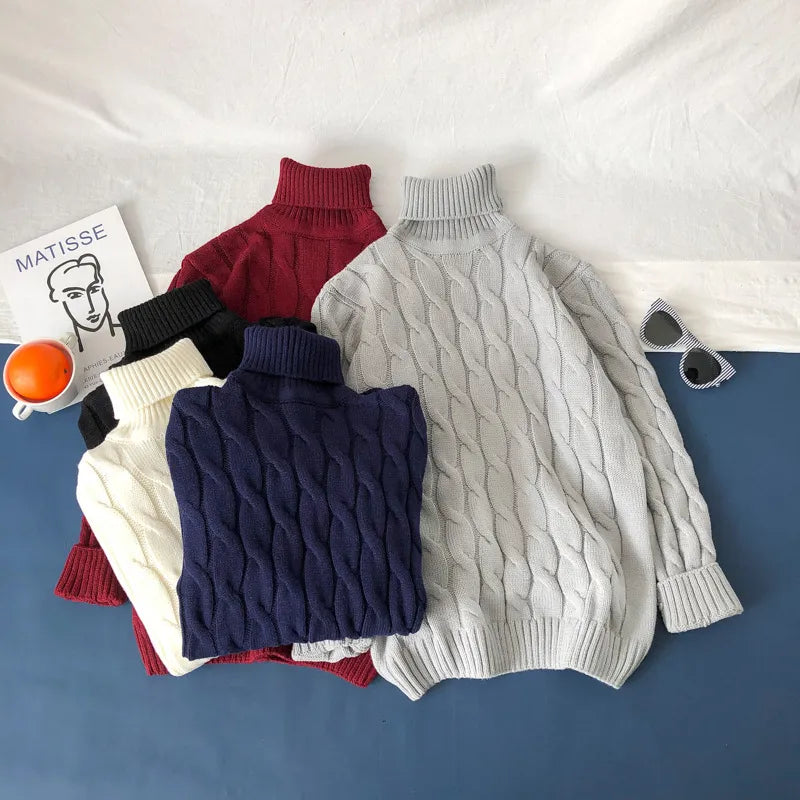 Men's Cozy Loose-Fit Knitted Turtleneck Pullover | Streetwear
